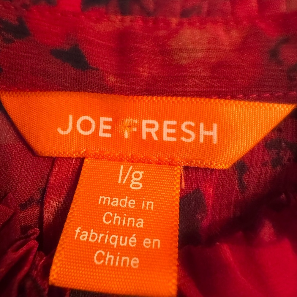 Joe Fresh Red and Black Floral Blouse US Large - Picture 6 of 8